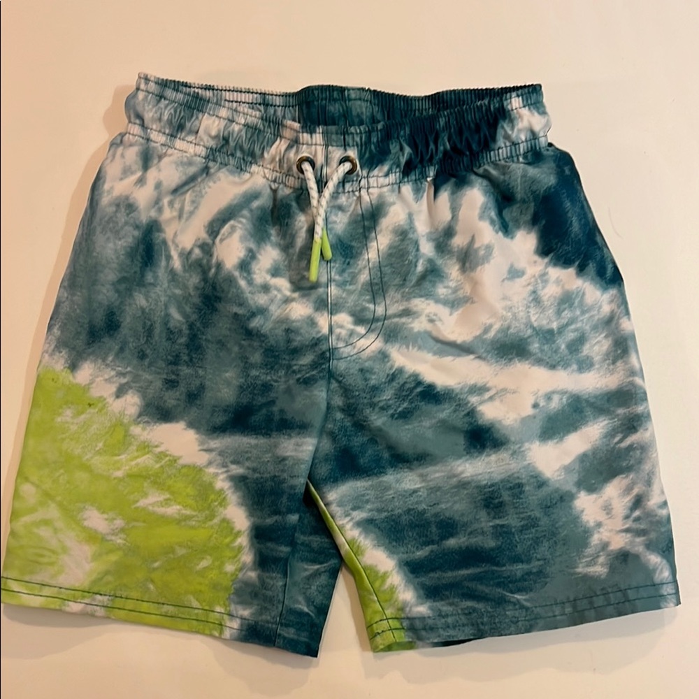 Cat & Jack Blue and Green Tie-Dye Swim Trunks